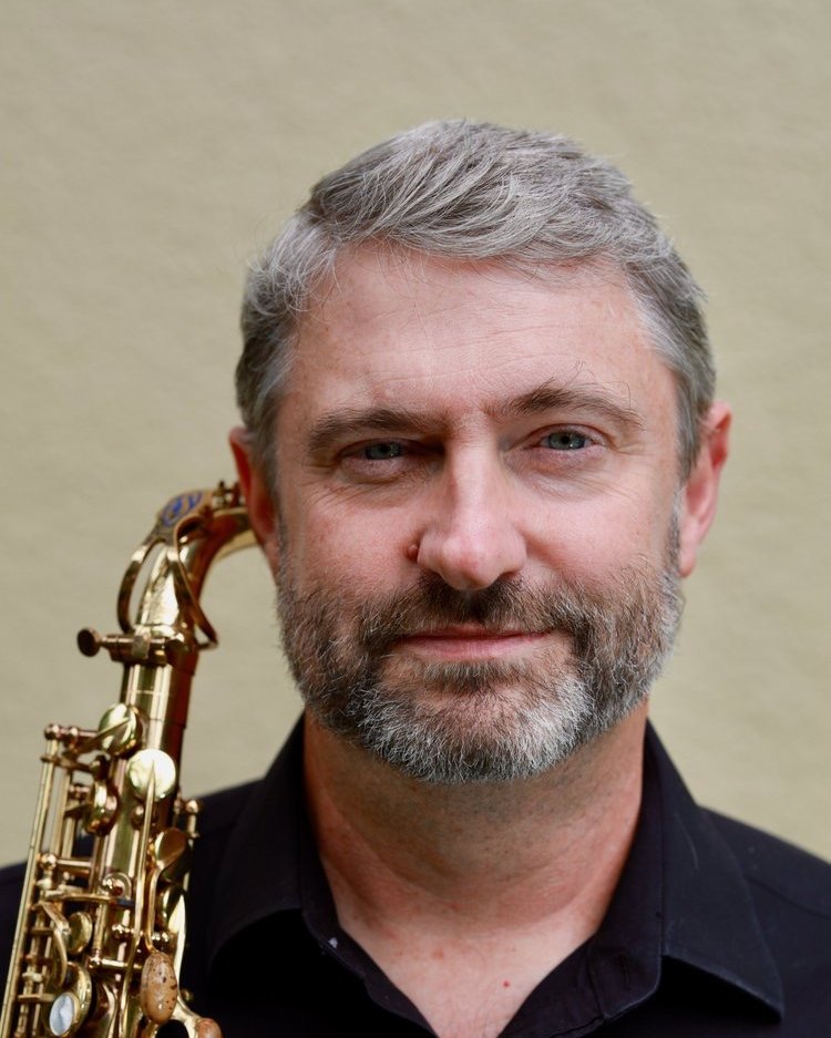 Mark Pipes with his saxophone